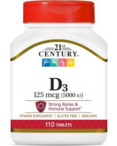 21st Century Vitamin D3, (5000 IU), 90 Tablets