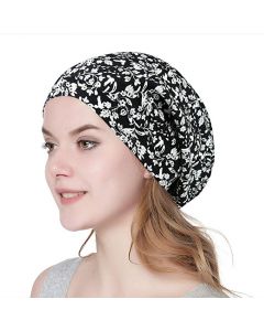 Frizzy Curly Hair Satin Lined Cap (Black Pattern)