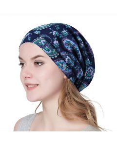 Frizzy Curly Hair Satin Lined Cap (Elegent paisley)