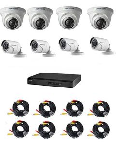Hikvision CCTV Kit with 8 Channel  4 Indoor and Outdoor Cameras and Cables